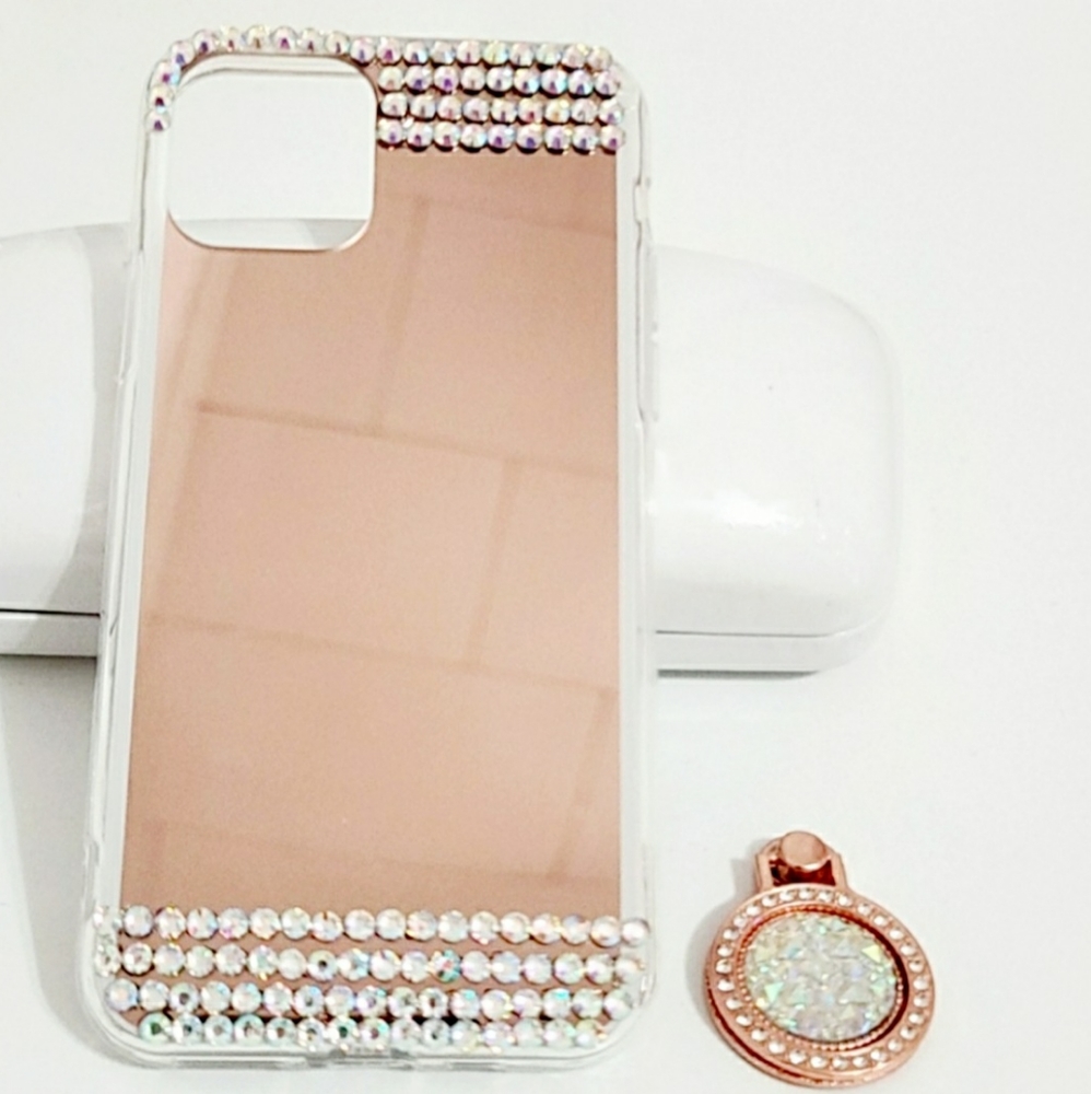 Bling bling gold rose phone case with hold…